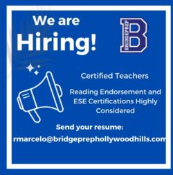 WE ARE HIRING for the 2021-2022 school year!